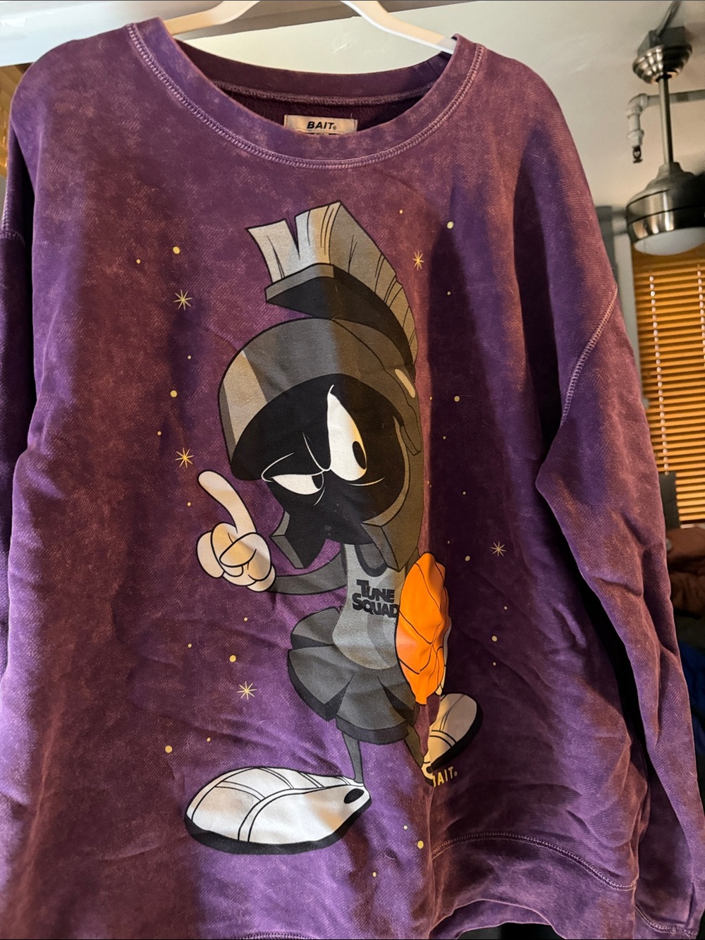BAIT Purple Marvin the Martian Graphic Crewneck Sweatshirt